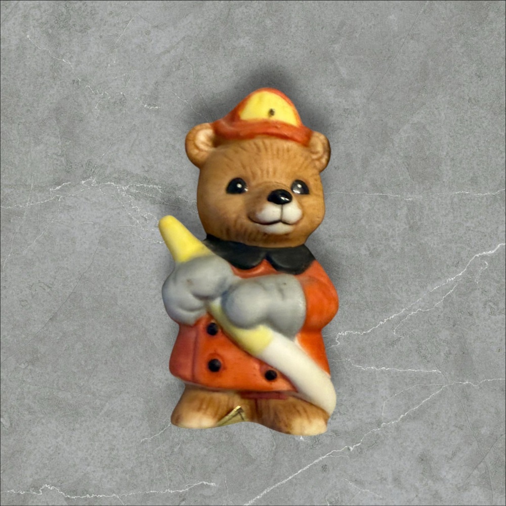 Vintage‎ Homco Fireman Porcelain Bear Figurine